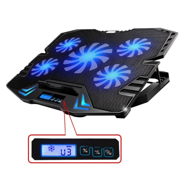 Ewent Soporte para Portatil - 5 Ventiladores Silenciosos hasta 17" - 2 Puertos USB - 5 Velocidades d