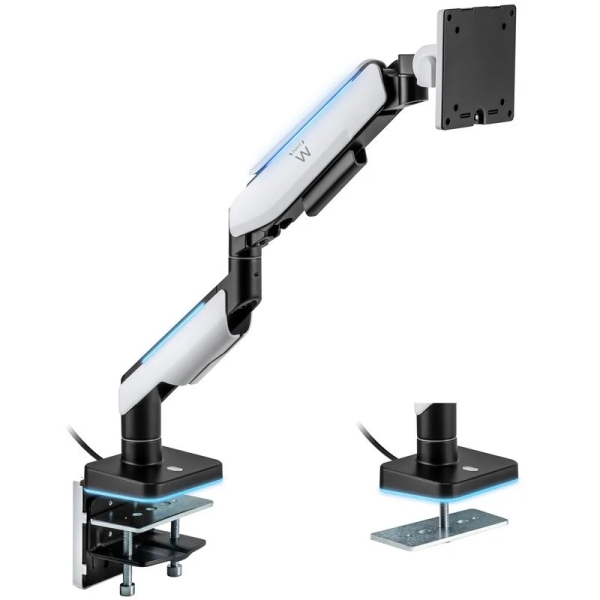 [EW1509] Ewent Soporte de Mesa RGB para Monitor/TV - Giratorio e Inclinable - Iluminacion RGB - Acero y Alumi