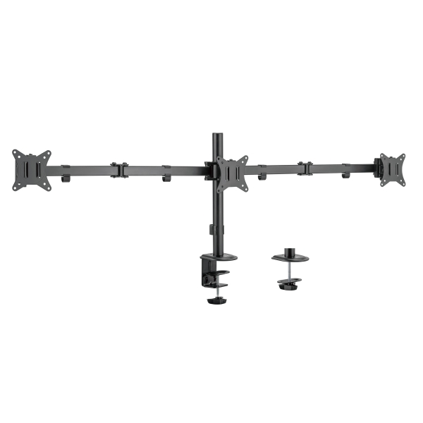 [EW1513] Ewent Soporte de Mesa para Tres Monitores hasta 27" - Giratorio e Inclinable - Gestion de Cables - P