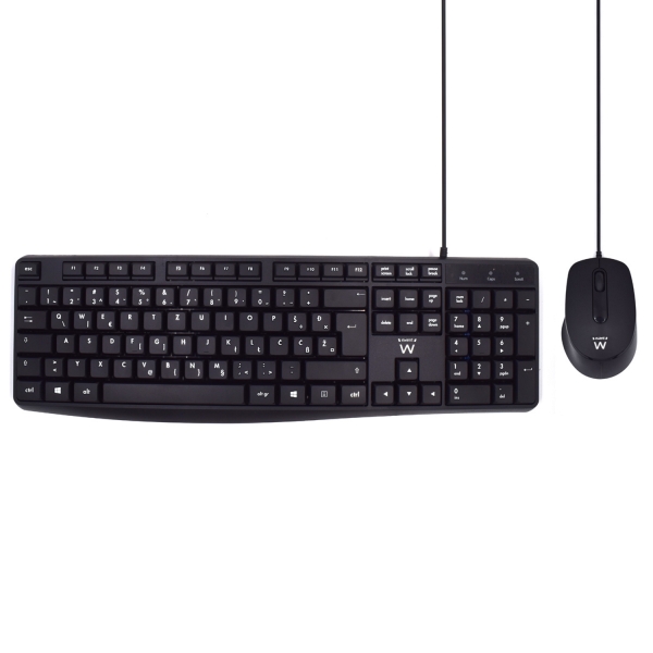 Ewent Pack Teclado + Raton para Oficina - Teclas Silenciosas de Perfil Bajo - 1000dpi - Disposicion
