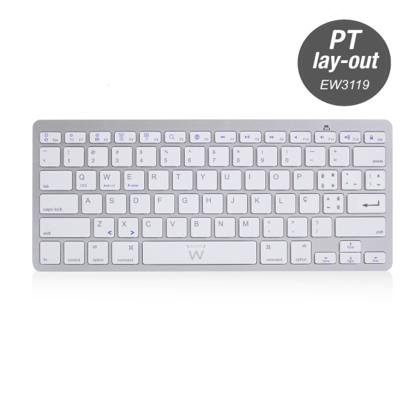 Ewent Teclado de Viaje - Modo Ahorro de Energia - Bluetooth 3.0 - Disposicion Portuguesa QWERTY PT -