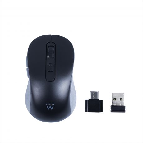 Ewent EW3204 Raton Inalambrico USB 1600dpi - 6 Botones - Receptor USB-A y USB-C - Uso Ambidiestro -