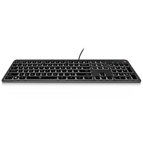 Ewent Teclado con Cable USB - Disposicion Inglesa QWERTY US - Retroiluminacion - Teclas de Bajo Perf