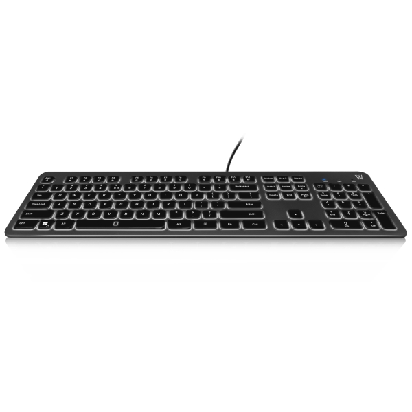 Ewent Teclado con Cable USB - Perfil Bajo - Disposicion QWERTY ES - Cable de 1.5m - Retroiluminacion