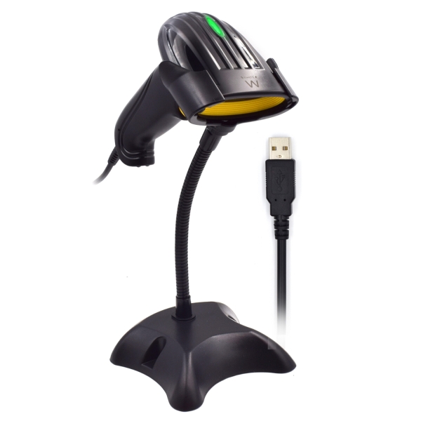 Ewent Lector de Codigos de Barras 2D - USB - Velocidad de Escaneo de 200 Lineas por Segundo - Resist