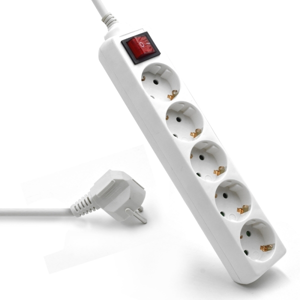 [EW3916] Ewent Regleta de Energia- 5 Enchufes - Version Schuko -16A con Interruptor de Encendido/Apagado - Co