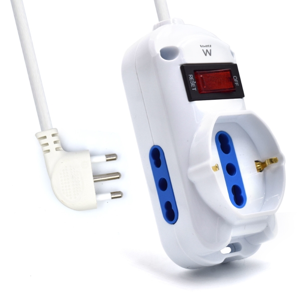 [EW3918] Ewent Regleta con 3 Tomas - 2 Tomas L + 1 Toma L/F (Schuko) - Interruptor On/Off - Enchufe Italiano