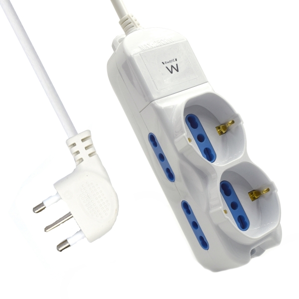 Ewent Regleta con 6 Tomas - 4 Tomas L + 2 Tomas L/F (Schuko) - Proteccion Infantil - Enchufe Italian
