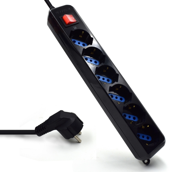 [EW3924] Ewent Regleta de Energia - 6 Enchufes - Version Schuko - 16A con Interruptor de Encendido/Apagado -