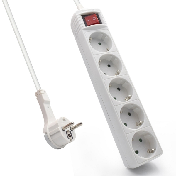 Ewent Regleta de 5 Tomas Schuko 16A - Proteccion Infantil - Interruptor On/Off - Cable de 1.5m - Enc