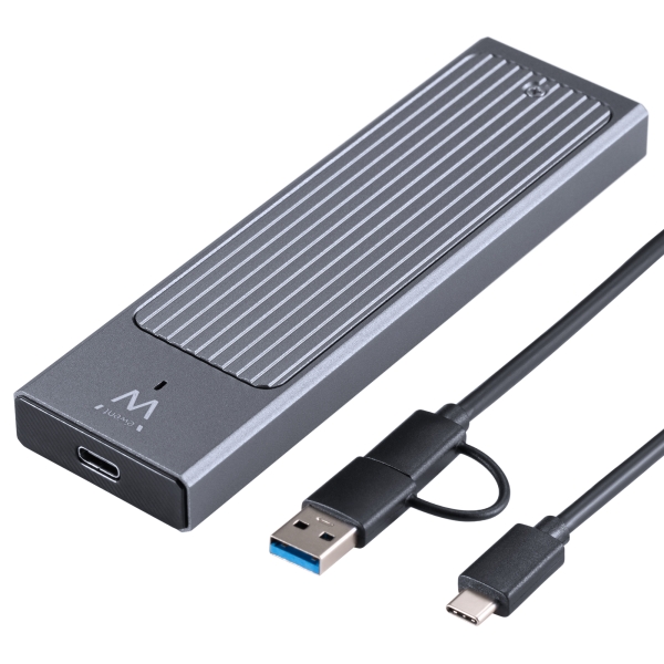 Ewent Caja Externa USB 3.2 USB-C - SSD, Cable USB C-C y USB C-A - Color Negro