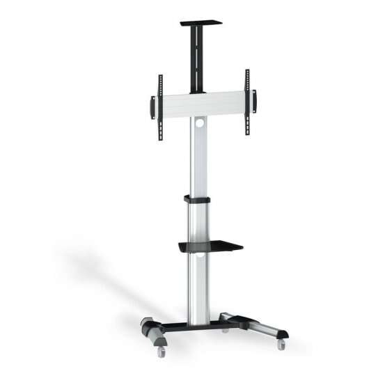 Tooq Soporte de Pantalla de Suelo con Ruedas 37"-70" - Bloqueo de Ruedas - Dos Estantes - Gestion de