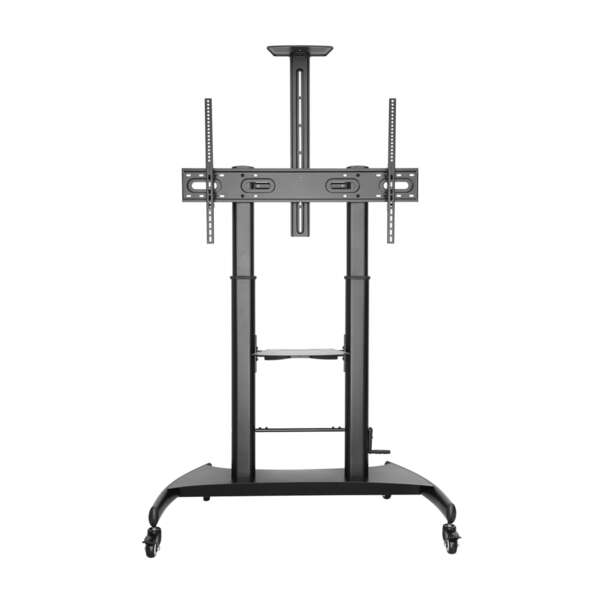 Aisens Soporte de Suelo ECO con Ruedas y Manivela - Bandeja para DVD y Soporte de Camara para Monito