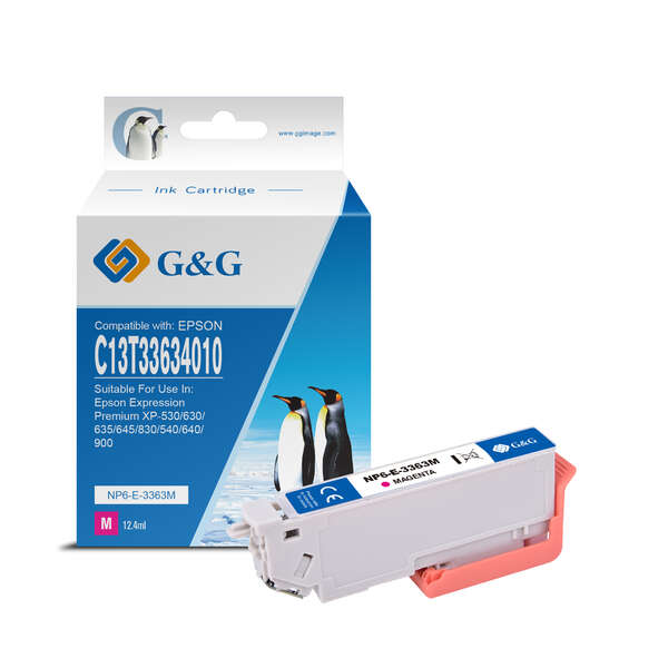 [GG-T3363] G&G Epson T3363/T3343 (33XL) Magenta Cartucho de Tinta Generico - Reemplaza C13T33634012/C13T3343401