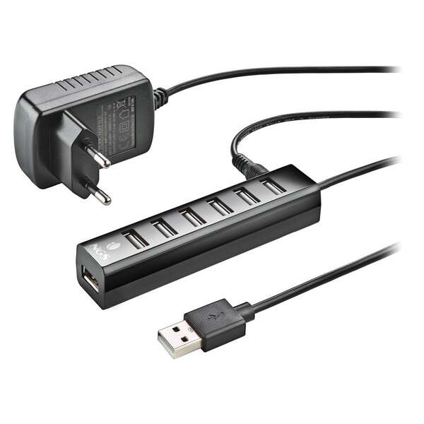 [IHUB7TINY] NGS Ihub7 Tiny Hub USB 2.0 - 7 Puertos USB 2.0 - Adaptador de Corriente - Velocidad hasta 480Mbps