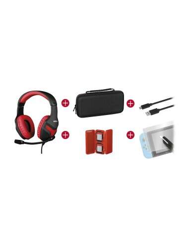 [KX-GPK-NS] Konix Mythics Gamer Switch Pack Auriculares + Funda de Transporte + Protector Pantalla Vidrio Templa