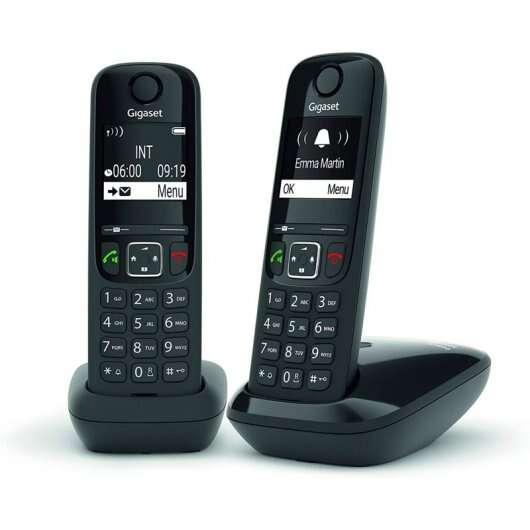 Gigaset AS690 Duo Telefono Inalambrico Dect + 1 Supletorio - Pantalla en B/N - Control de Volumen -