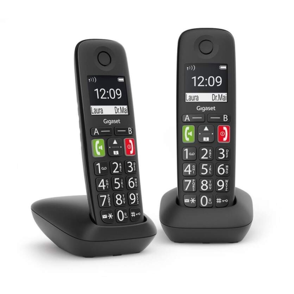 [L36852-H2901-D201] Gigaset E290 Duo Telefono Inalambrico Dect + 1 Supletorio - Pantalla Grande en B/N - Teclas con Nume