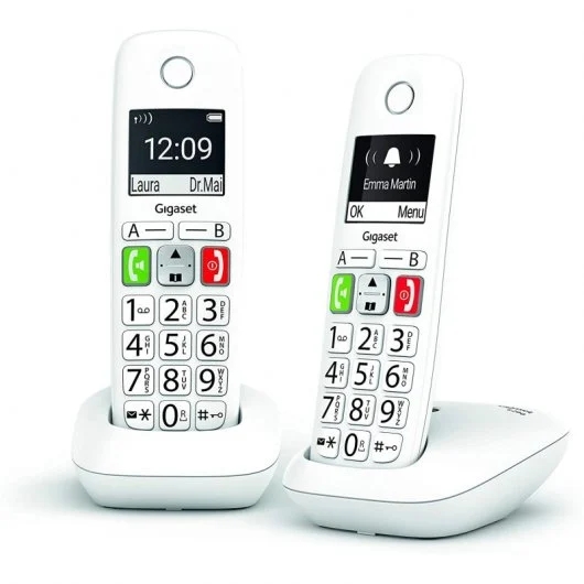 [L36852-H2901-D202] Gigaset E290 Duo Telefono Inalambrico Dect + 1 Supletorio - Pantalla Grande en B/N - Teclas con Nume