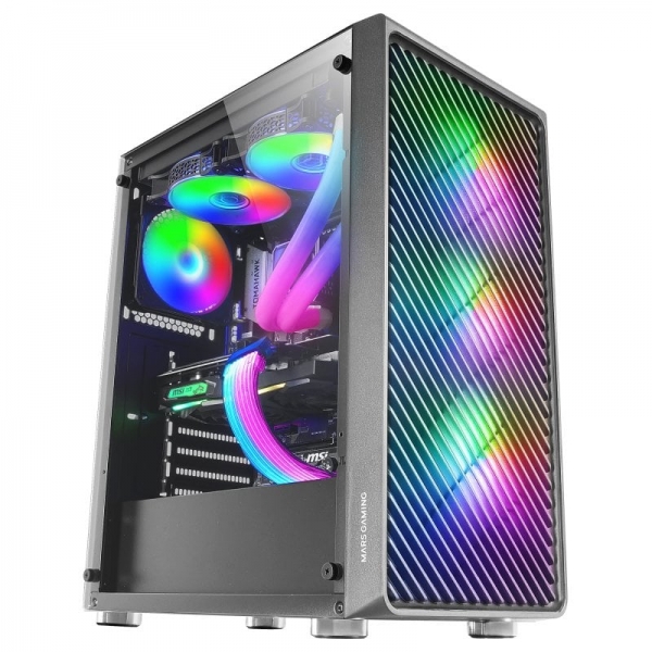 Mars Gaming MC-F Semitorre Gaming - 4 Ventiladores ARGB - Cristal Templado - Soporte Refrigeracion L