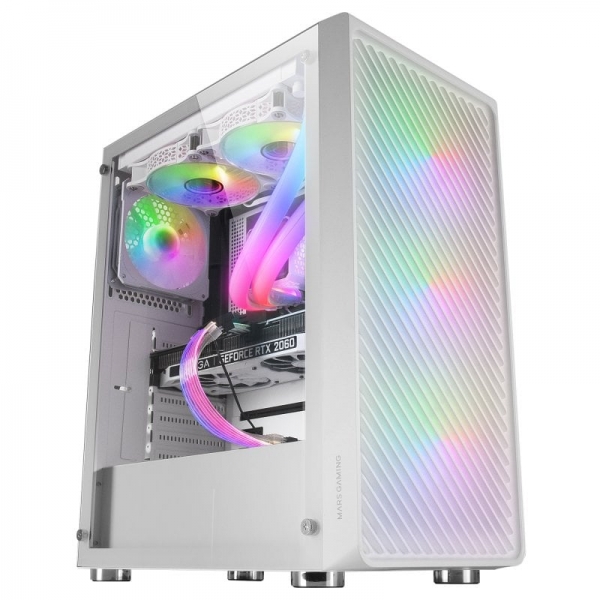 Mars Gaming MC-F Semitorre Gaming - 4 Ventiladores ARGB - Ventana Cristal Templado - Soporte Refrige