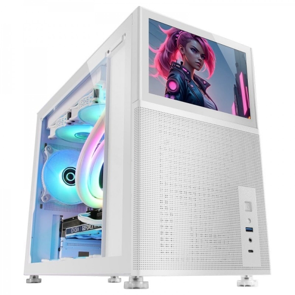 Mars Gaming MC-LCD Caja PC Gaming - Pantalla LCD IPS 8" - Soporte Refrigeracion Liquida - Conectivid