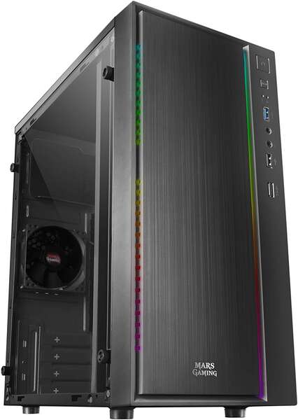 Mars Gaming MCM Caja Minitorre Micro ATX, Mini-ITX - Panel Lateral Acrilico - Iluminacion RGB - Tama