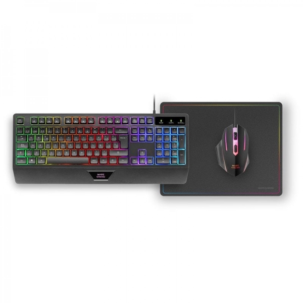 [MCP124ES] Mars Gaming MCP124 Combo Gaming 3en1 - Teclado H-Mech FRGB - Raton RGB Switches HUANO - Alfombrilla