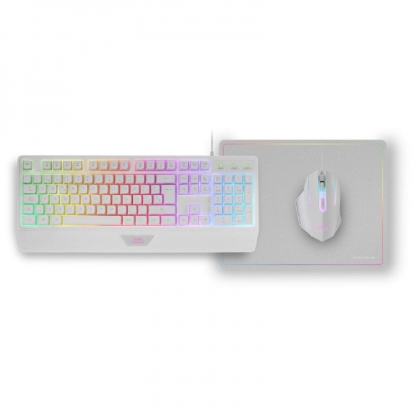 [MCP124WES] Mars Gaming MCP124 Combo Gaming 3en1 - Teclado H-Mech Ergonomico - Raton RGB Switches HUANO - Alfomb