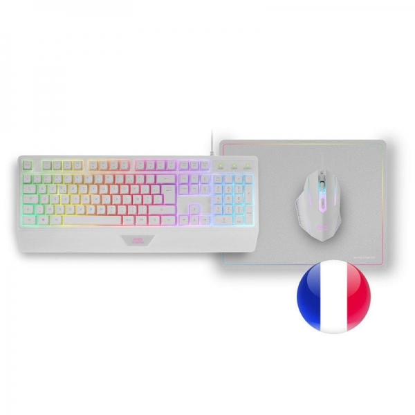 Mars Gaming MCP124 Combo Gaming 3en1 - Teclado H-Mech RGB - Raton Optico HUANO - Alfombrilla Nanotex