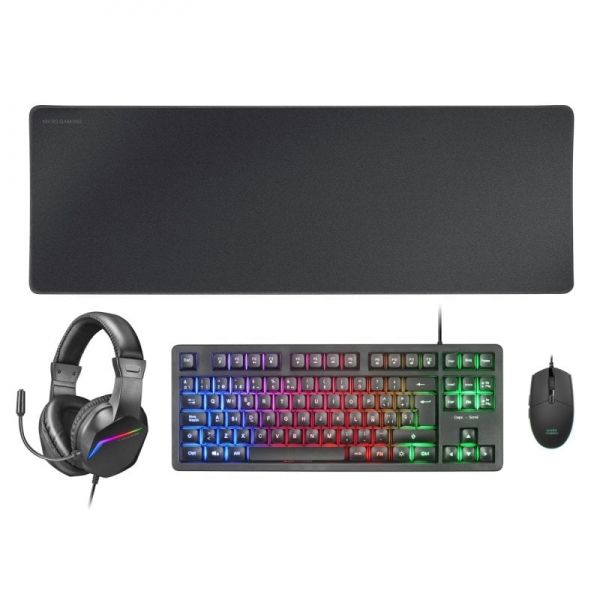 Mars Gaming MCP-RGB3 Combo Gaming 4en1 - Teclado TKL H-Mech - Raton RGB 3200 DPI - Auriculares FRGB