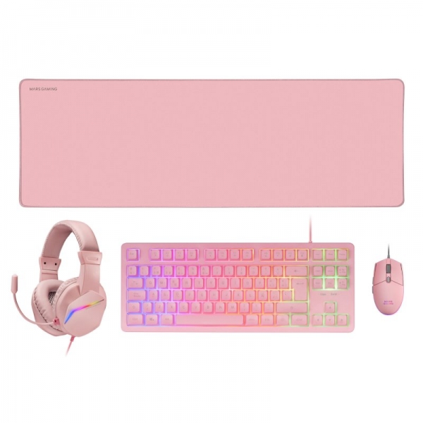 [MCPRGB3PES] Mars Gaming MCP-RGB3 Combo Gaming 4en1 - Teclado TKL H-Mech RED - Raton RGB 3200 DPI - Auriculares F