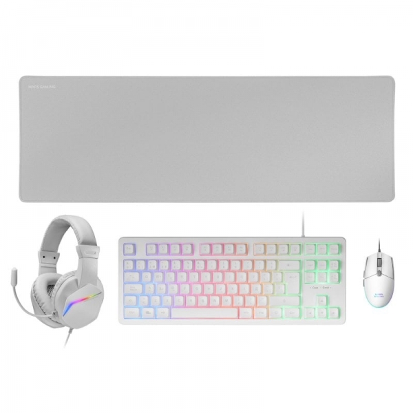 Mars Gaming MCP-RGB3 Combo Gaming 4en1 - Teclado TKL H-Mech FRGB - Raton RGB 3200 DPI - Auriculares