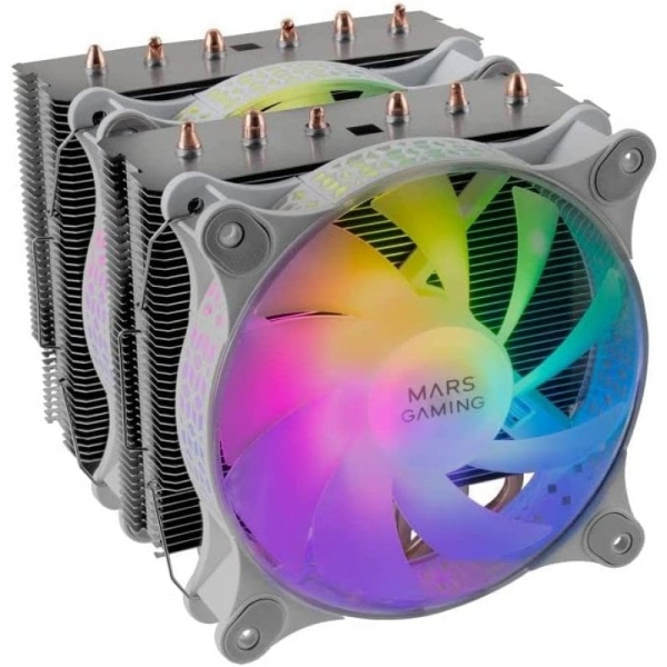 Mars Gaming MCPU-XT Disipador - Soporta CPUs hasta 300W - Doble Torre - 6 Heatpipes - ARGB Compatibl