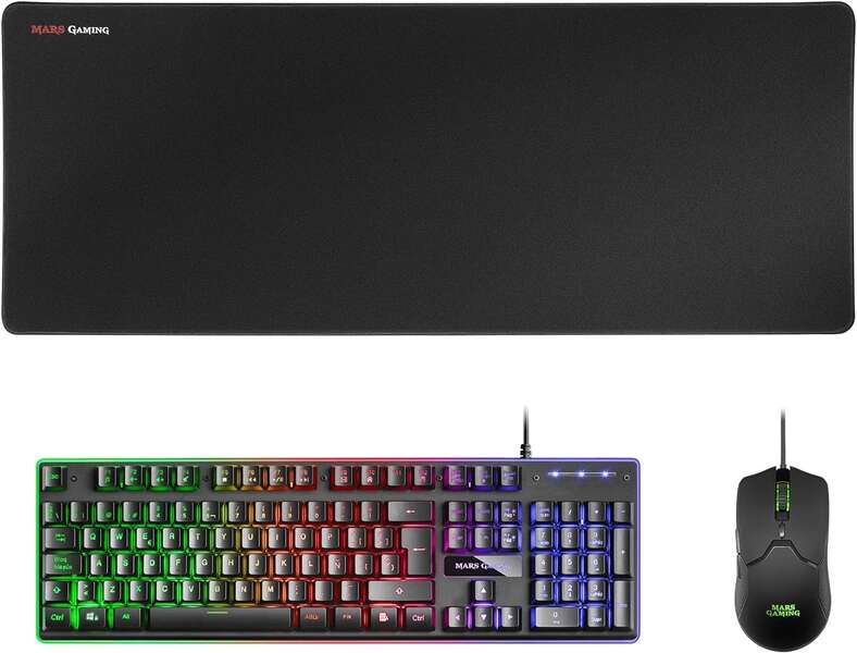 [MCPXBES] Mars Gaming Pack Premium 3 en 1 Teclado hibrido H-MECH, Raton Ultra Ligero 10K y Alfombrilla XXL - C