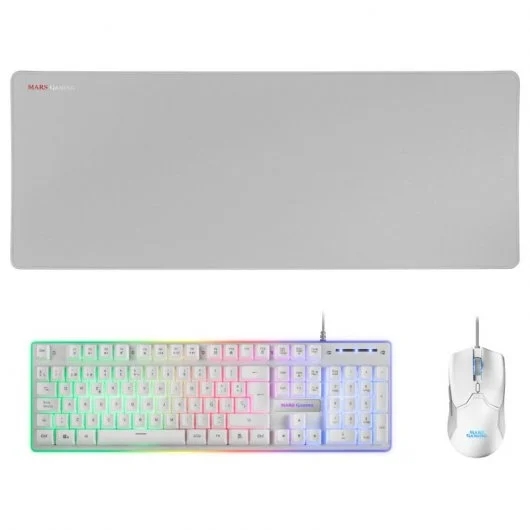 [MCPXWES] Mars Gaming Pack 3 en 1 de Teclado Tecnologia Hibrida H-Mech, Antighosting USB RGB + Raton 10000dpi