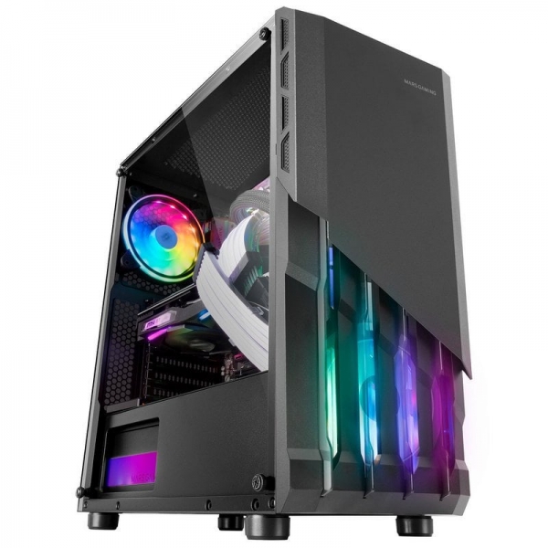 Mars Gaming MC-X2 Caja FRGB - Frontal de Acero - Ventana Lateral Completa - Soporte para 4 Ventilado