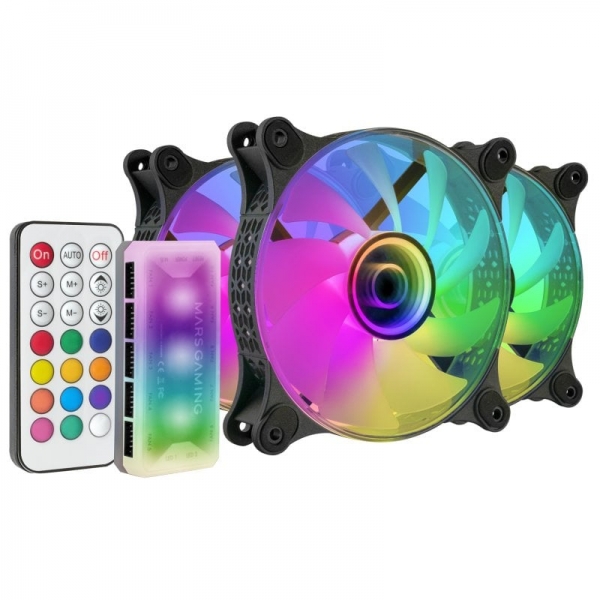 Mars Gaming MF-3DKIT Ventiladores ARGB - Espejo Infinito 3D - 220 Efectos - Controlador Avanzado - V