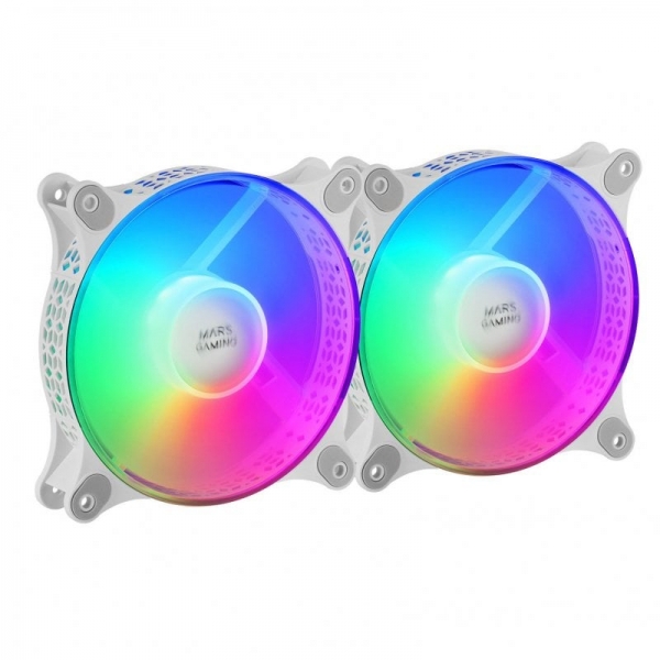 Mars Gaming MF-DUO Kit de Ventiladores - Iluminacion 360º FRGB RAINBOW - Ultra Silencioso - Conectiv