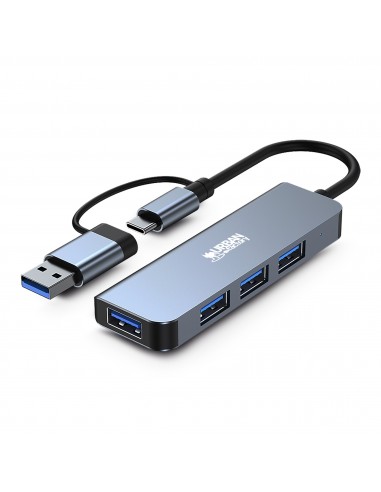 [MHC35UF] Urban Factory Minee HUB 4 en 1 - USB-A/C Macho - USB-A Hembra - Color Gris Metal