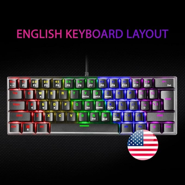 Mars Gaming MK60 Teclado Gaming Mecanico - Ultra-compacto 60% - Iluminacion RGB - Switches Antipolvo