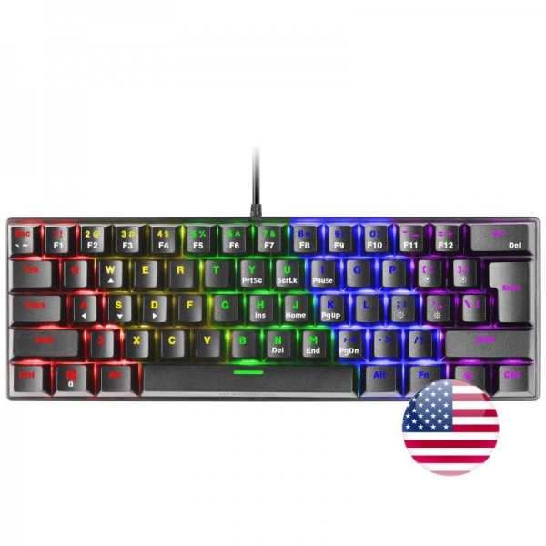Mars Gaming MK60 Teclado Gaming Mecanico - Ultra-Compacto 60% - Iluminacion RGB - Switches Antipolvo