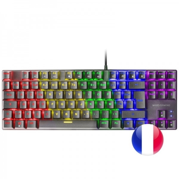 Mars Gaming MK80 Teclado Gaming Mecanico - TKL Compacto - Iluminacion RGB - Teclas Imborrables - Swi