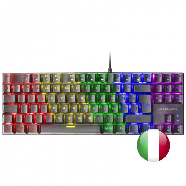 Mars Gaming MK80 Teclado Gaming Mecanico - TKL Compacto - Iluminacion RGB - Teclas Imborrables - Swi