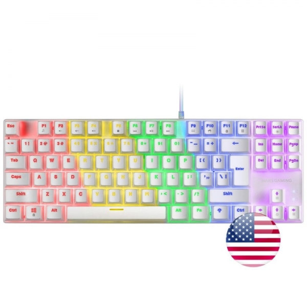 Mars Gaming MK80 Teclado Gaming Mecanico - Compacto TKL - Iluminacion RGB - Teclas Imborrables - Swi