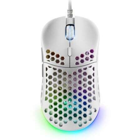 Mars Gaming MM55 Raton Gaming USB 12800dpi - Carcasa de Panel Perforado - 5 Botones - Iluminacion RG