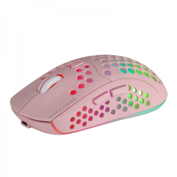 Mars Gaming MMW3 Raton Inalambrico Ultraligero - RGB Flow - Sensor Optico 3200 DPI - Switches HUANO