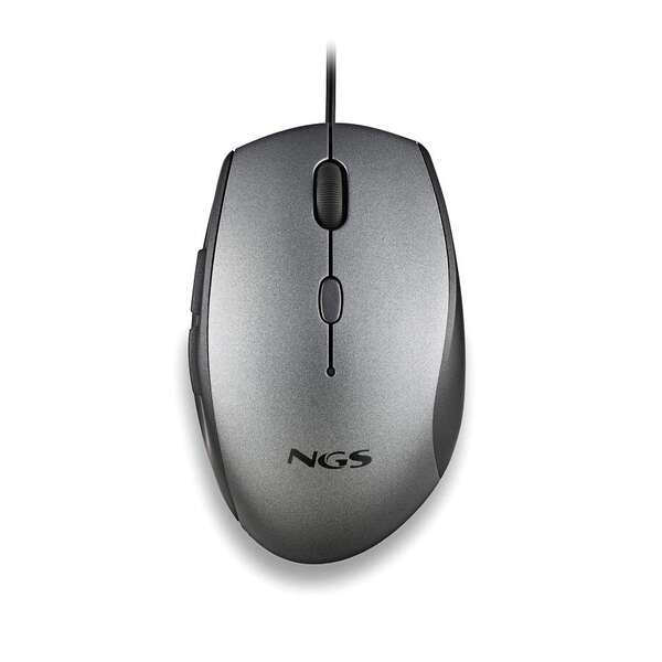 NGS Moth Gray Raton USB 1600dpi + Adaptador USB-A a USB-C - 5 Botones - Uso Diestro - Cable de 1.80m