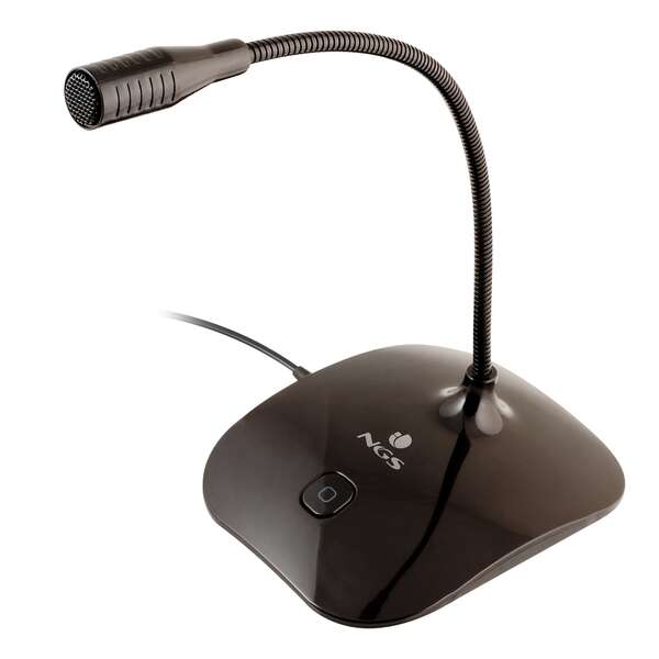 NGS MS115 Microfono de Escritorio Omnidireccional - Ajustable - Boton Mute - Cable de 1.50m - Jack 3