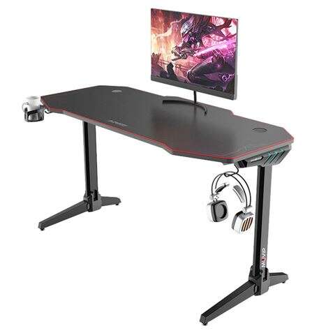 [MV0280] Muvip PRO800 Mesa Gaming XL Fibra de Carbono con Luz RGB - Solida - Alfombrilla 140cm - Portavasos -
